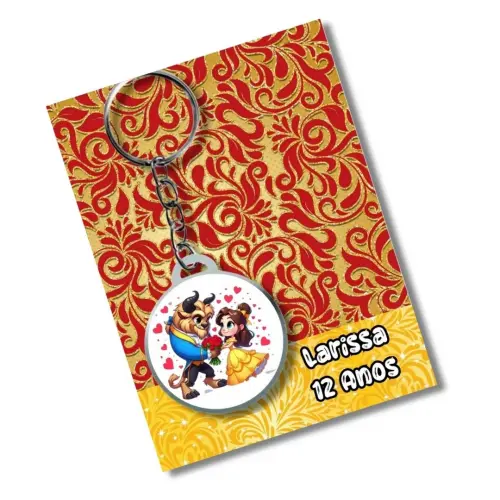 Chaveiros Personalizados  Bela e a Fera + card e embalagem * Ades