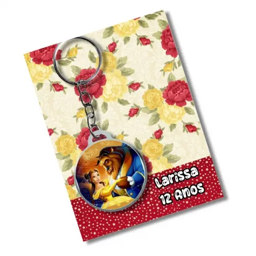 Chaveiros Personalizados  Bela e a Fera + card e embalagem * Ades