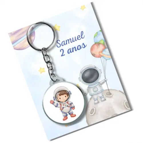 Chaveiro  Personalizado Astronauta + card e embalagem * adesivado