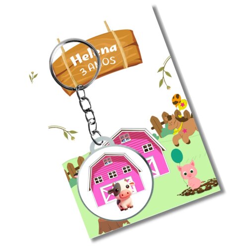 Chaveiro Personzalizado Fazendinha+ card e embalagem * adesivado