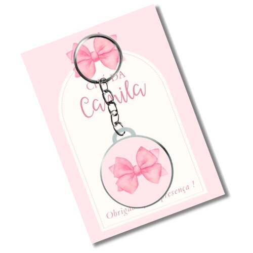 Chaveiro Personzalizado Laços Rosa + card e embalagem * adesivado - Cópia - Cópia - Cópia