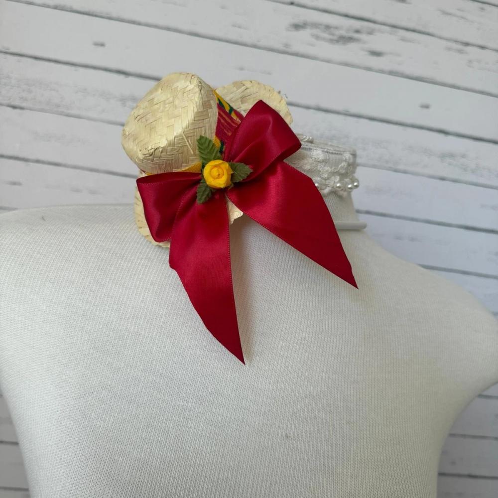 Saia Junina Floral ( Mídi ) e Tiara Adulto