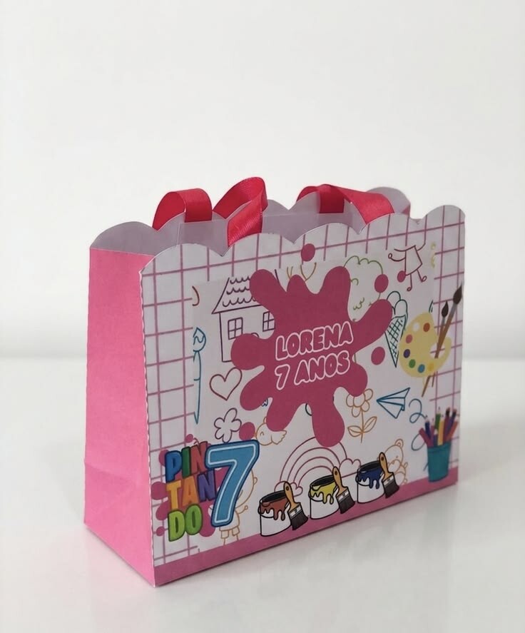 kit 10 sacolinhas personalizadas pintando o 7 PEGUE E MONTE