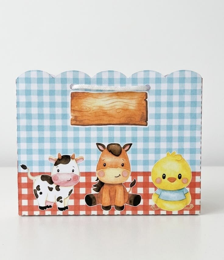 kit com 10 sacolinha personalizada fazendinha menino PEGUE E MONT