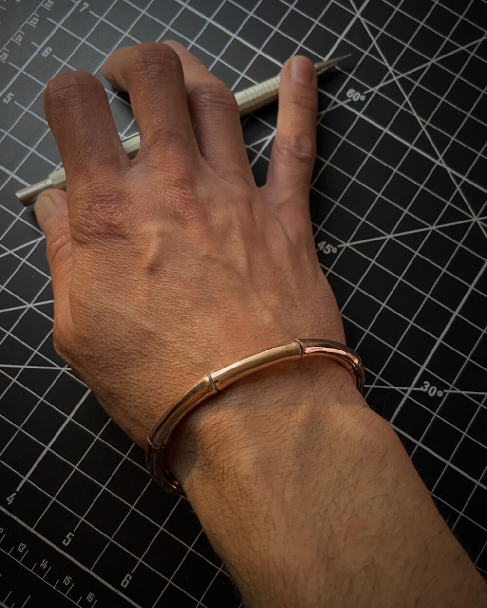 Pulseira Bambu em Cobre Maciço - Ajustável e Sob Medida