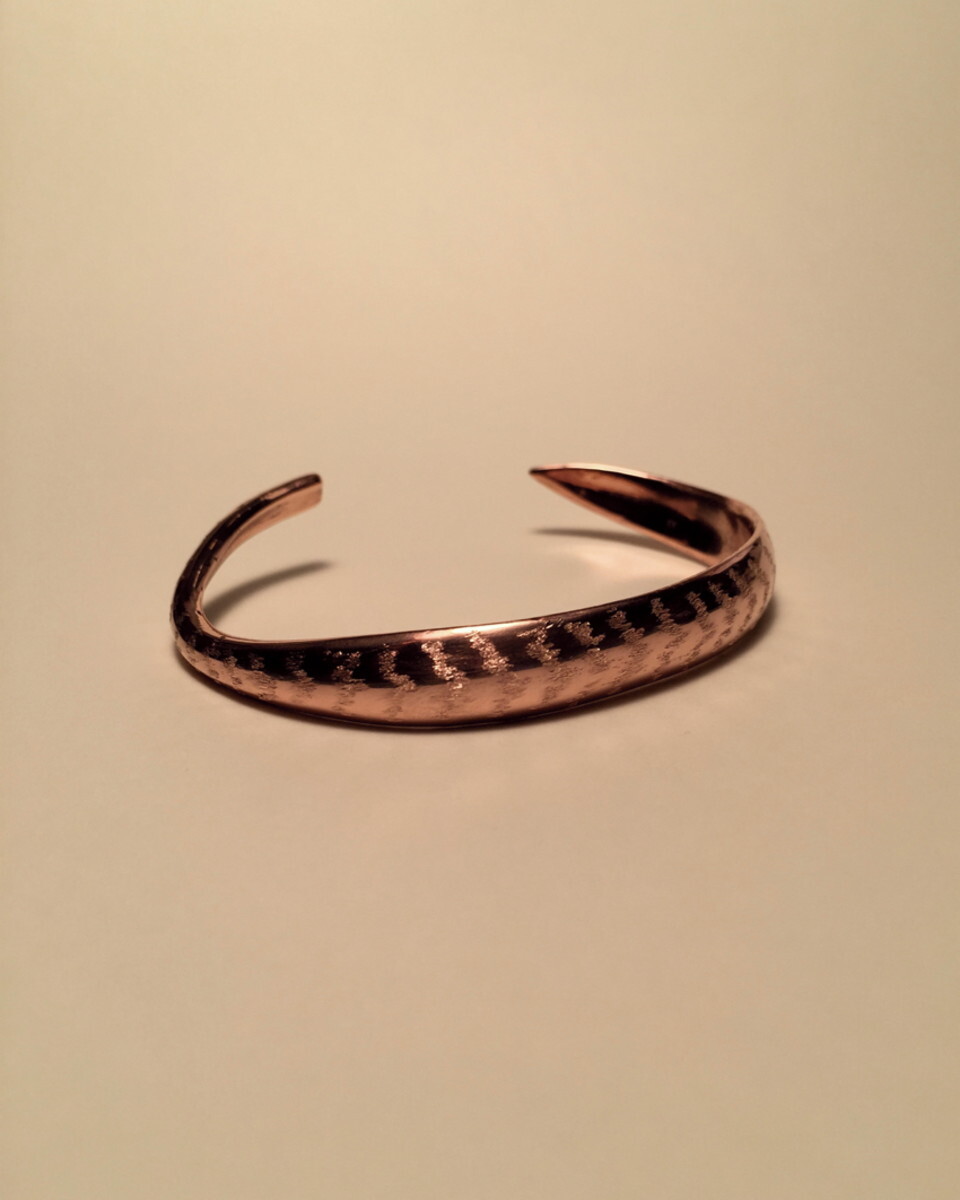 Pulseira de Cobre Espada de São Jorge Cuff Espiralada