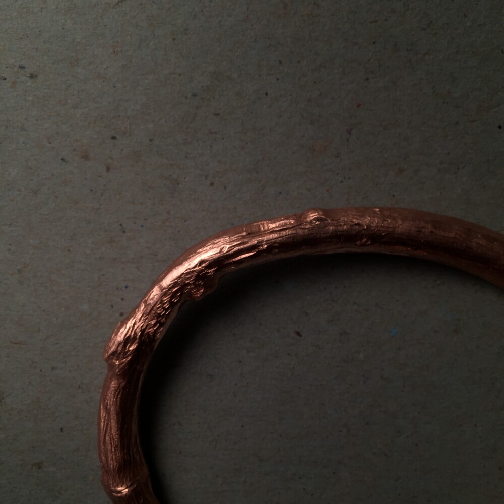 Pulseira Galho em Cobre Maciço - Estilo Cuff Ajustável