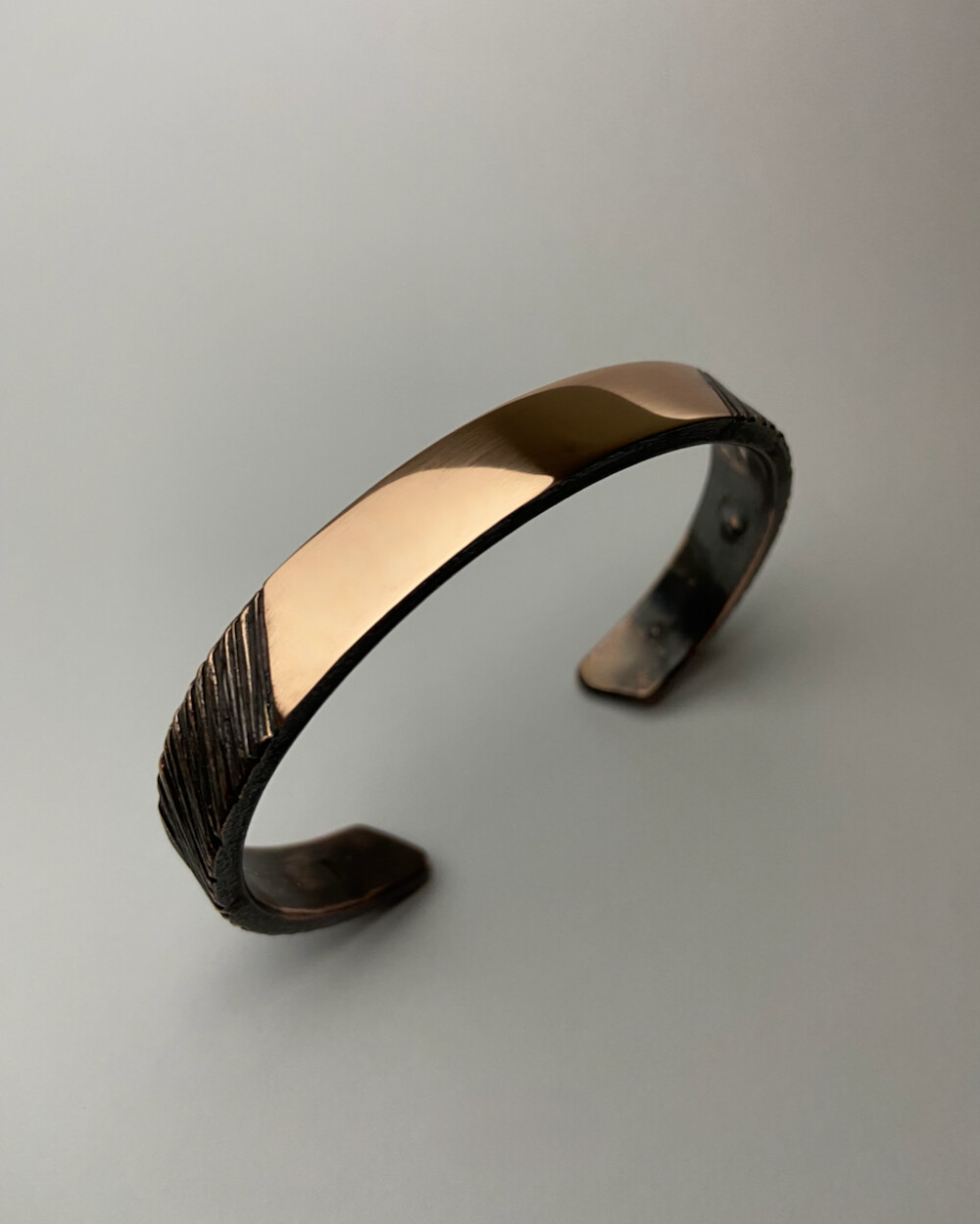 Pulseira de Cobre Frontal Polida - Cuff Sob Medida