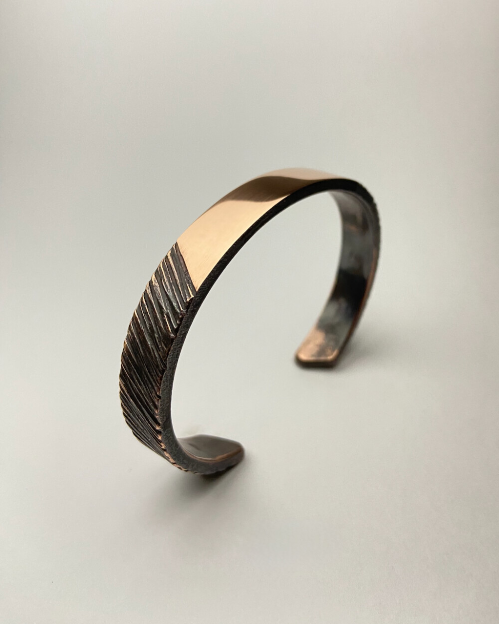 Pulseira de Cobre Frontal Polida - Cuff Sob Medida
