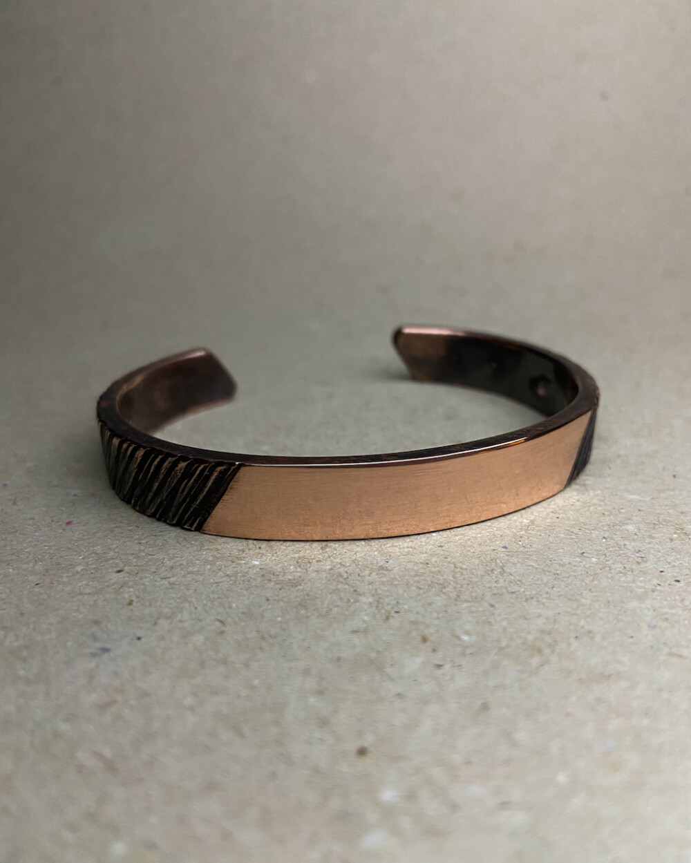 Pulseira de Cobre Frontal Polida - Cuff Sob Medida