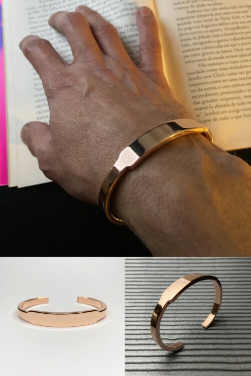 Pulseira em Cobre Cuff Ajustável Sob Medida