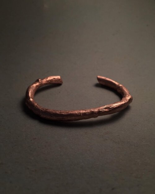 Pulseira Galho em Cobre Maciço - Estilo Cuff Ajustável