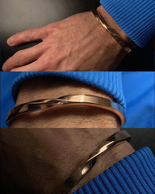 Pulseira Torcida Cobre Maciço Cuff Ajustável Sob Medida
