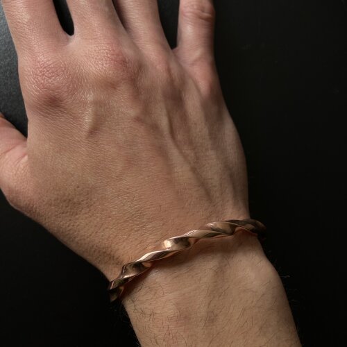 Pulseira Espiral Cuff de Cobre Maciço Sob Medida