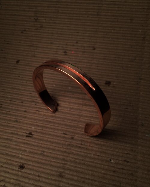 Pulseira Recorte em Cobre Maciço - Ajustável e Exclusiva