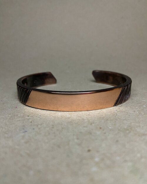 Pulseira de Cobre Frontal Polida - Cuff Sob Medida