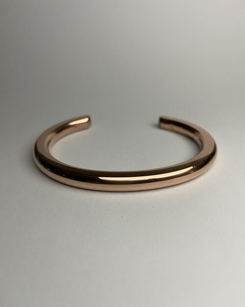 Pulseira Lateral Reta em Cobre Maciço Cuff Ajustável