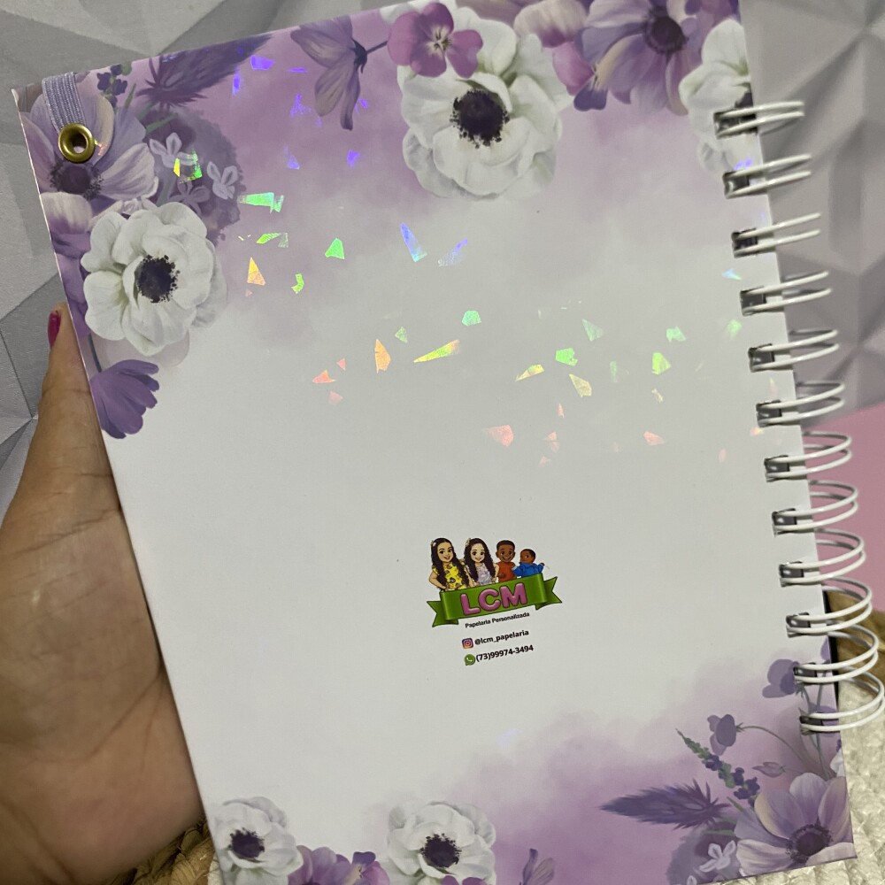 Caderneta de vacinação Floral Lilás / Com inicial