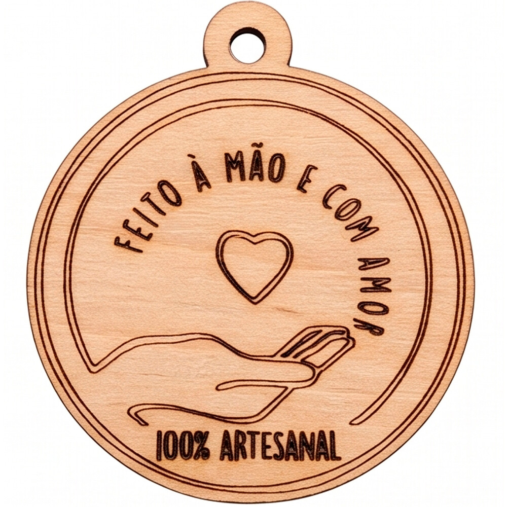Tag de MDF 3x3cm Lembrancinha Artesanato Feito à Mão com Amor 3