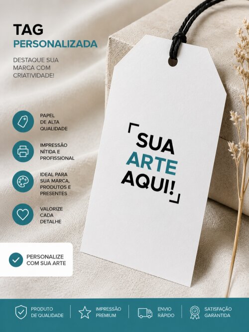 Tag etiqueta personalizada com sua logo