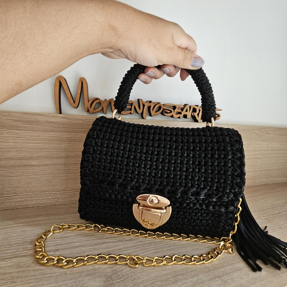 Bolsa de croche com Aba Tictac Mão/transversal