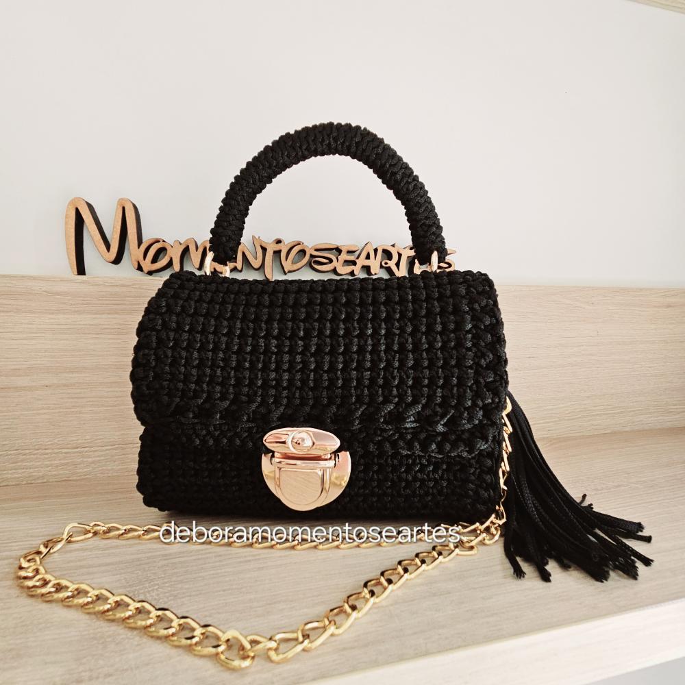 Bolsa de croche com Aba Tictac Mão/transversal