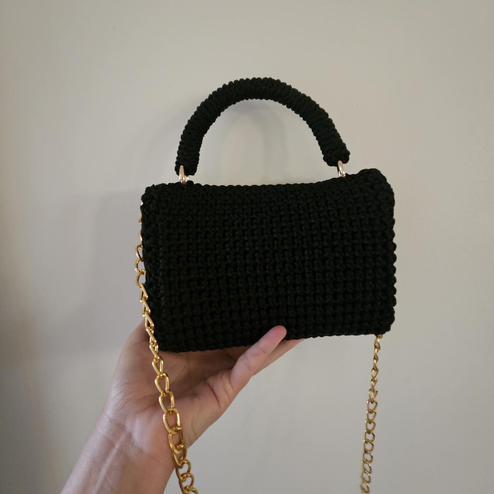 Bolsa de croche com Aba Tictac Mão/transversal