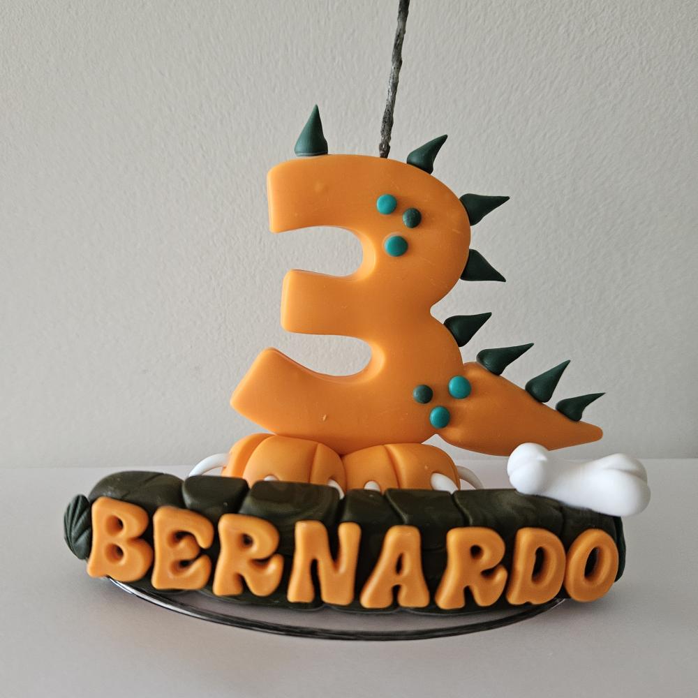 Topo vela de aniversário dinossauro personalizado