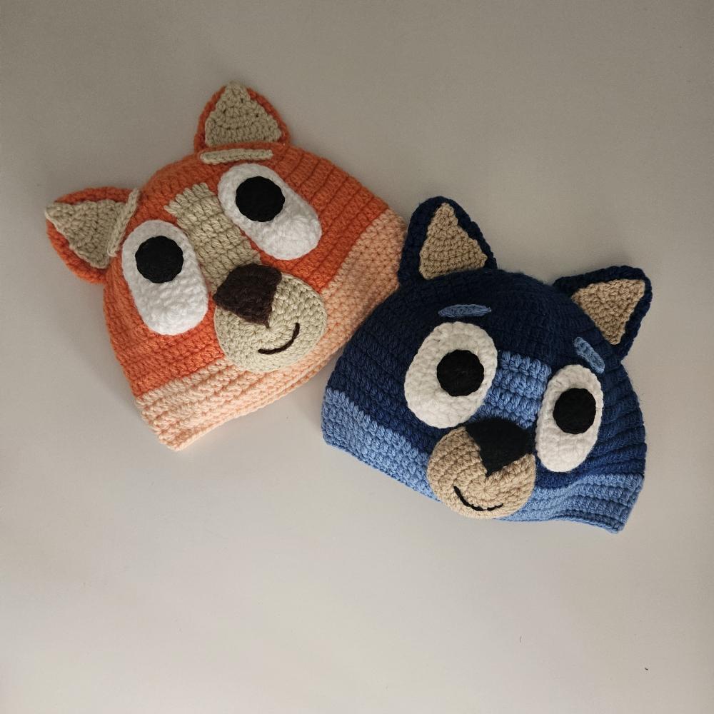 Toucas de crochê divertidas Bingo ou Bluey