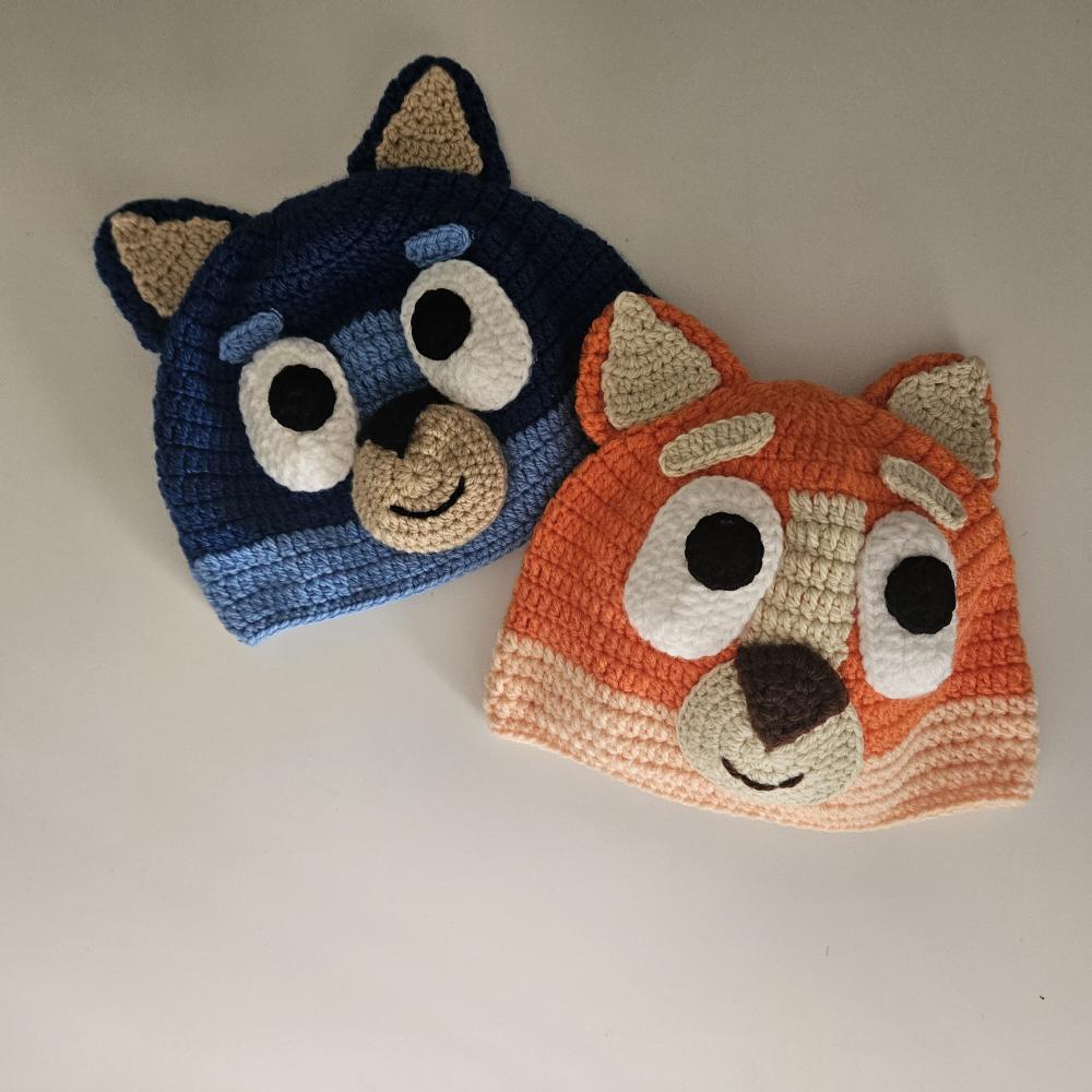 Toucas de crochê divertidas Bingo ou Bluey