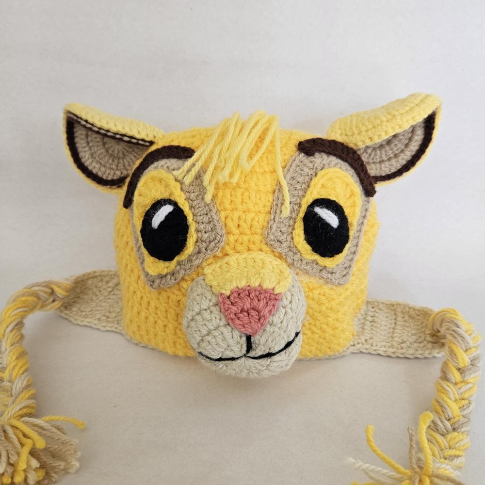 Toucas de crochê divertidas animais safari  Rei leão