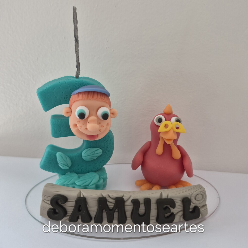 Topo de bolo biscuit personalizado Cocoricó