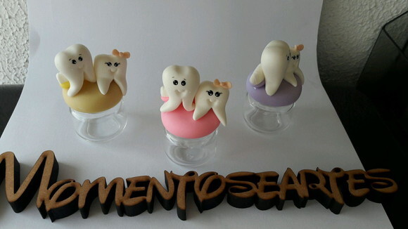 10 Potinho de Vidro Lembrancinha Dentinhos Biscuit