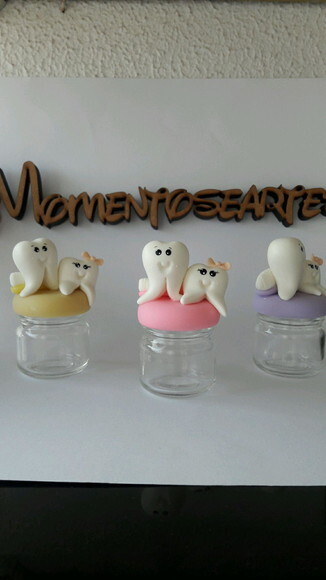 10 Potinho de Vidro Lembrancinha Dentinhos Biscuit