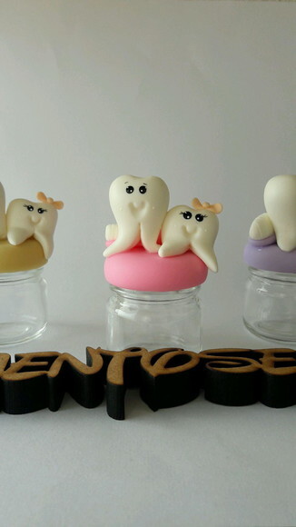 10 Potinho de Vidro Lembrancinha Dentinhos Biscuit