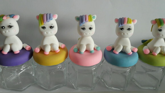 10 Potinho de Vidro Lembrancinha Unicornio Biscuit