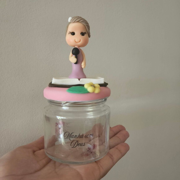 10 Potinhos de Vidro 150ml Personalizados Biscuit