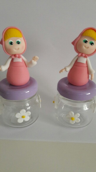 10 Potinhos de Vidro Lembrancinhas Menina e o Urso