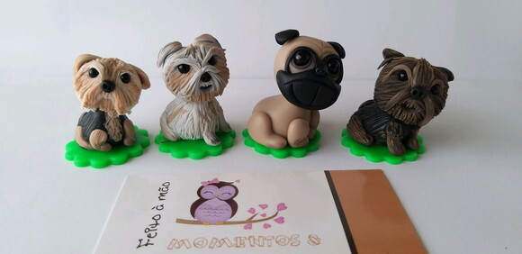 Aplique cachorrinhos em biscuit