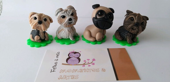 Aplique cachorrinhos em biscuit