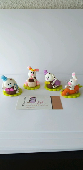 Apliques coelhinhos biscuit