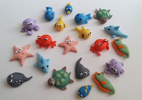Apliques Fundo do Mar Biscuit para Lembrancinhas e Decoração