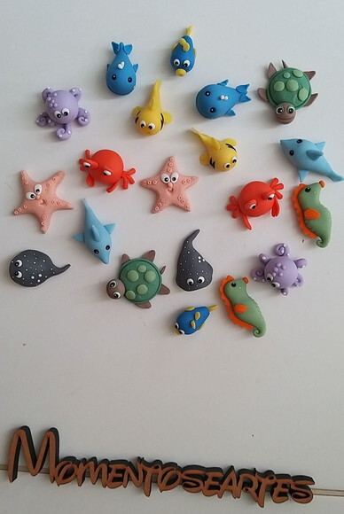 Apliques Fundo do Mar Biscuit para Lembrancinhas e Decoração