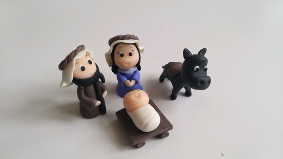 Apliques Para Presépio José, Maria,bebê Jesus E Jumentinho