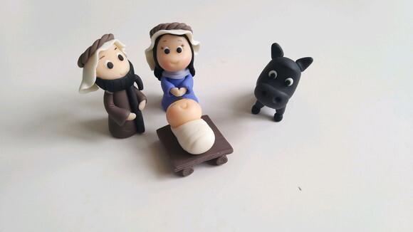 Apliques Para Presépio José, Maria,bebê Jesus E Jumentinho