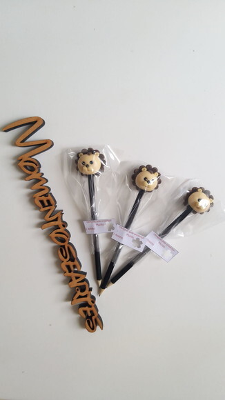 Kit 15 Lápis Lembrancinha Leão Biscuit