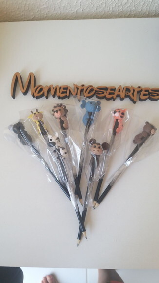 Kit 15 Lápis Lembrancinha Safari Biscuit