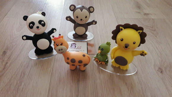 Kit enfeites de mesa e bolo animais