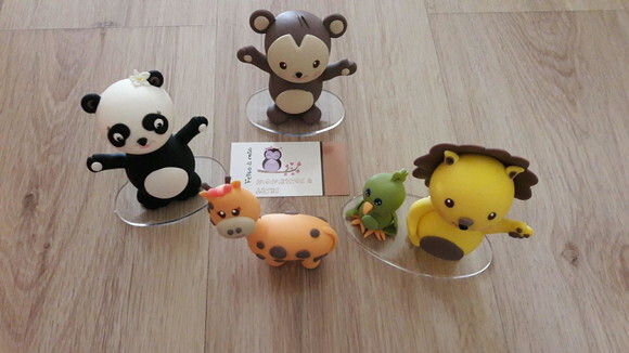 Kit enfeites de mesa e bolo animais