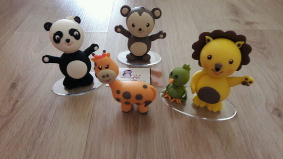 Kit enfeites de mesa e bolo animais